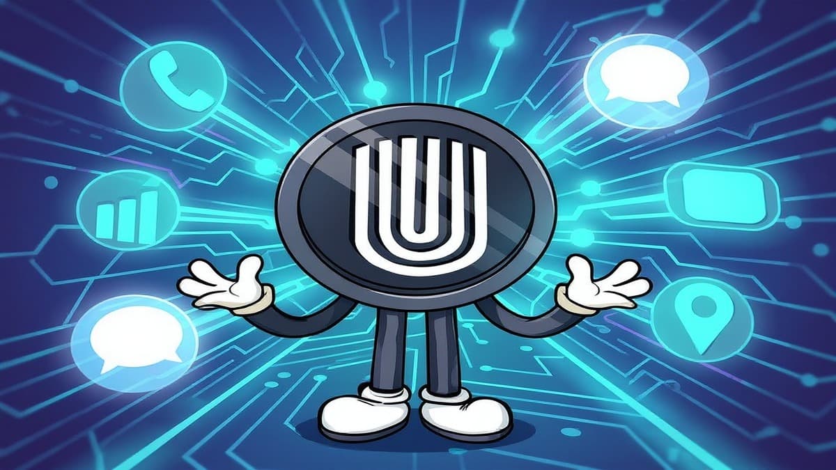Unetwork mascot surrounded by task type icons including calls, SMS, and location verification
