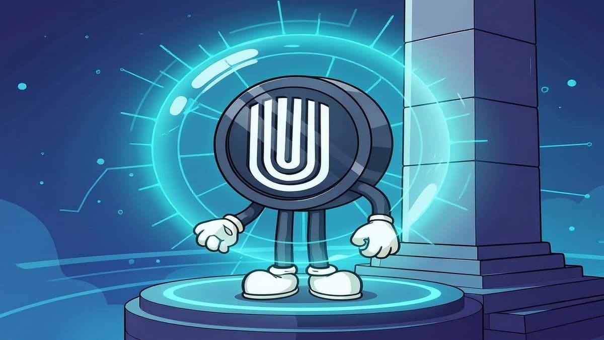 Unetwork mascot standing on a solid foundation with a protective energy dome